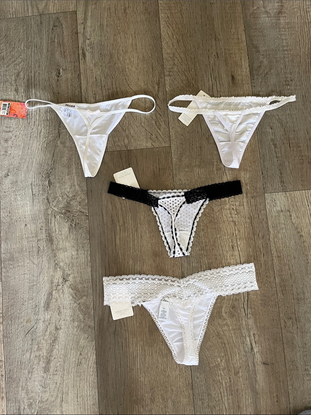 New With Tags Mixed White & Black Thong Panty Bundle of 4 - Picture 5 of 5